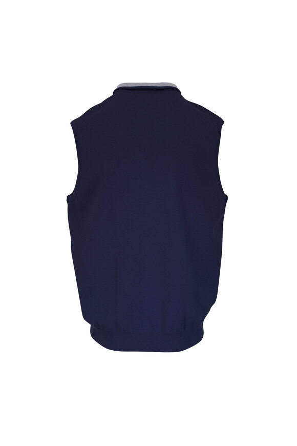 Peter Millar Navy Blue Coolspun Full Zip Sweater Vest - view 2