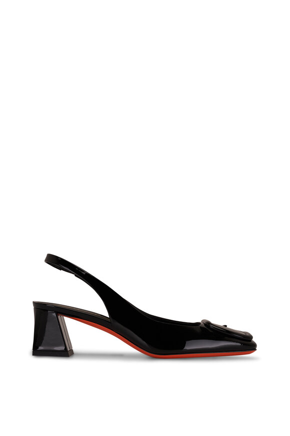 Santoni - Lemon Black Tonal Buckle Slingback, 50mm 