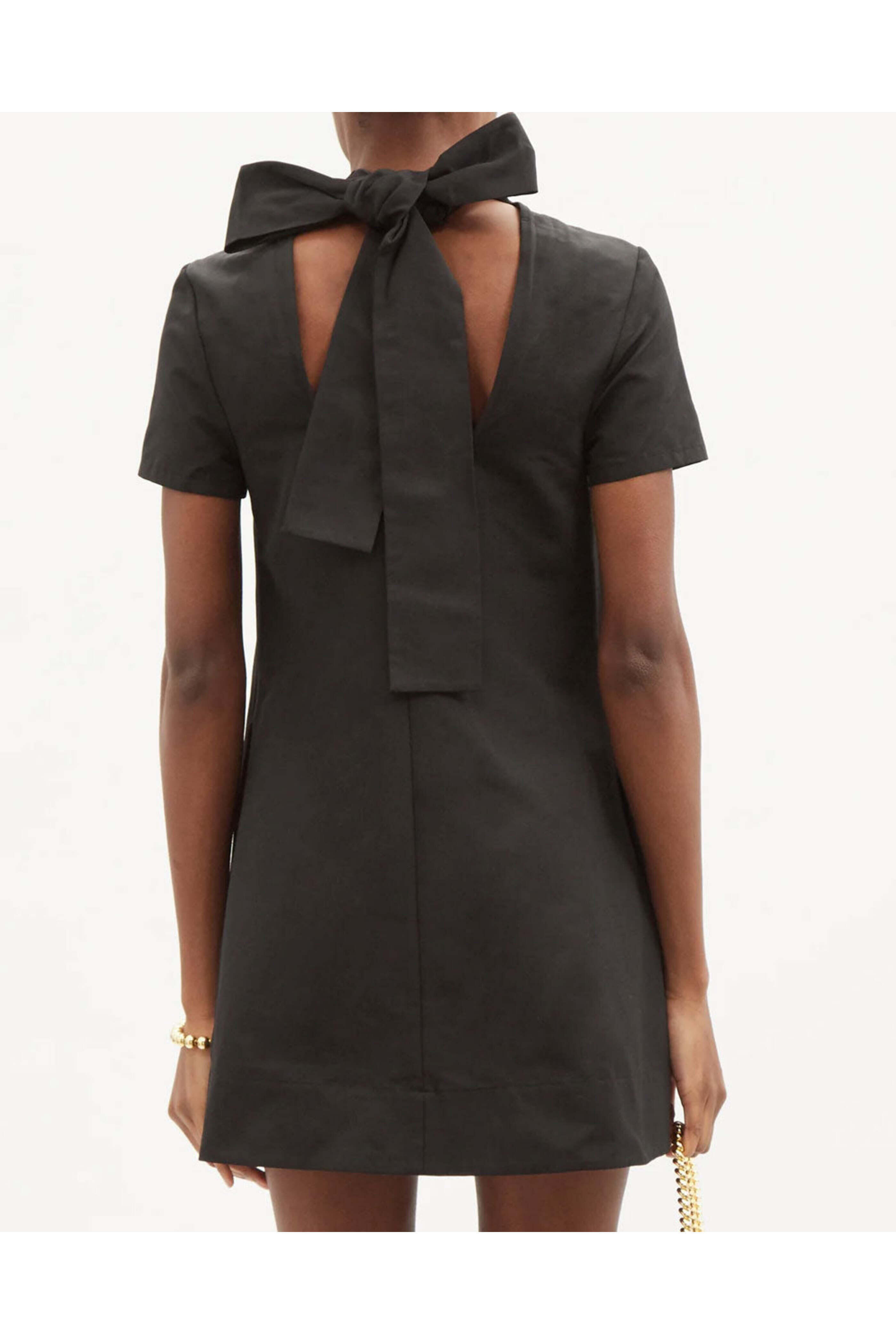 Staud - Black Bow Back Ilana Mini Dress