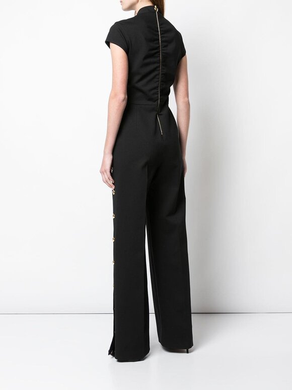 Escada - Tarilla Black Gold Button Cap Sleeve Jumpsuit