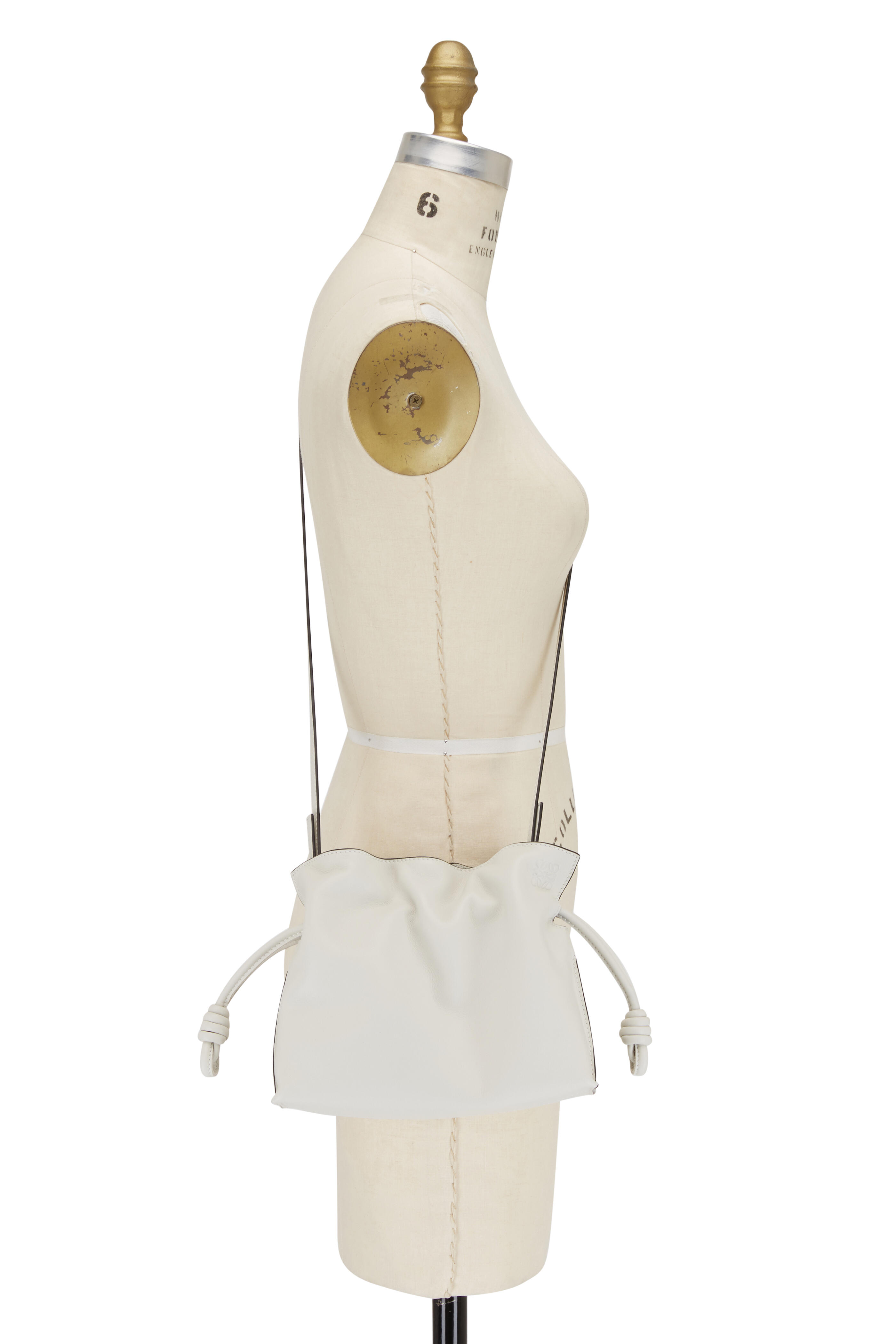 Loewe - Mini Flamenco White Leather Knot Clutch | Mitchell