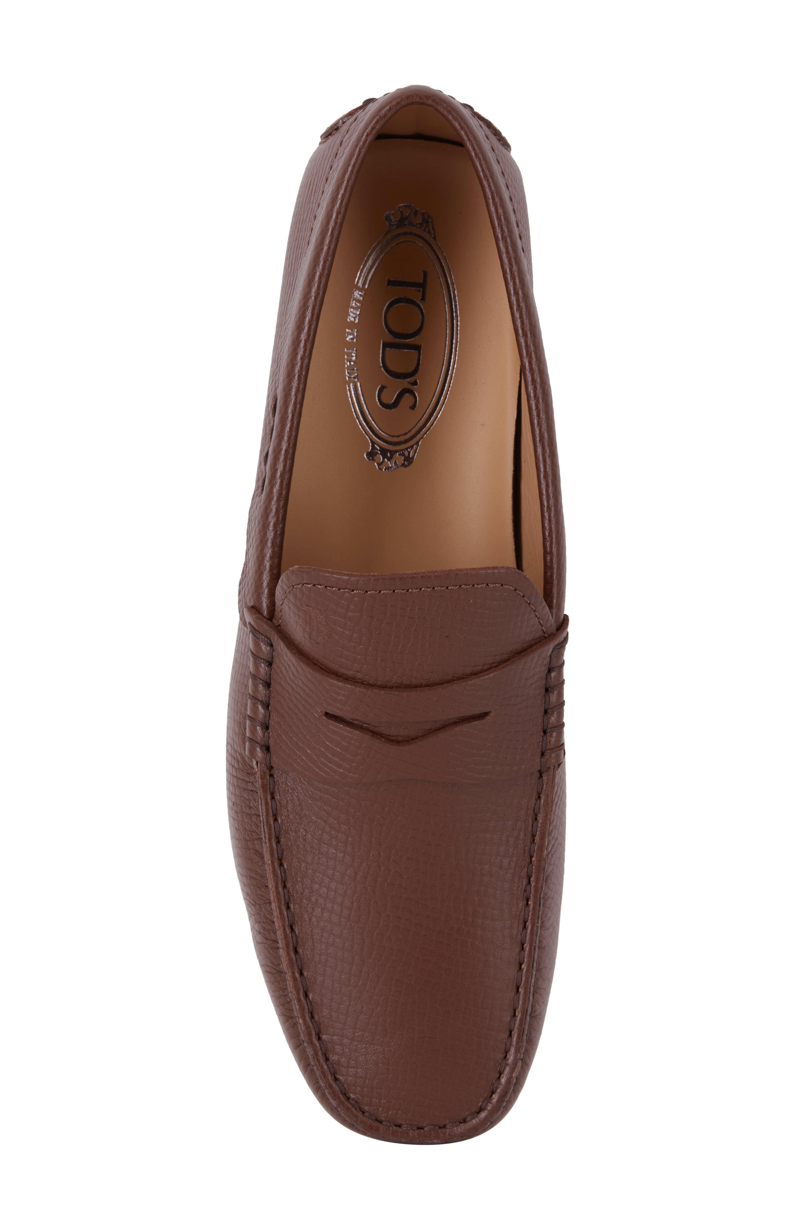 Tod's - City Gommini Brown Textured Leather Penny Loafer