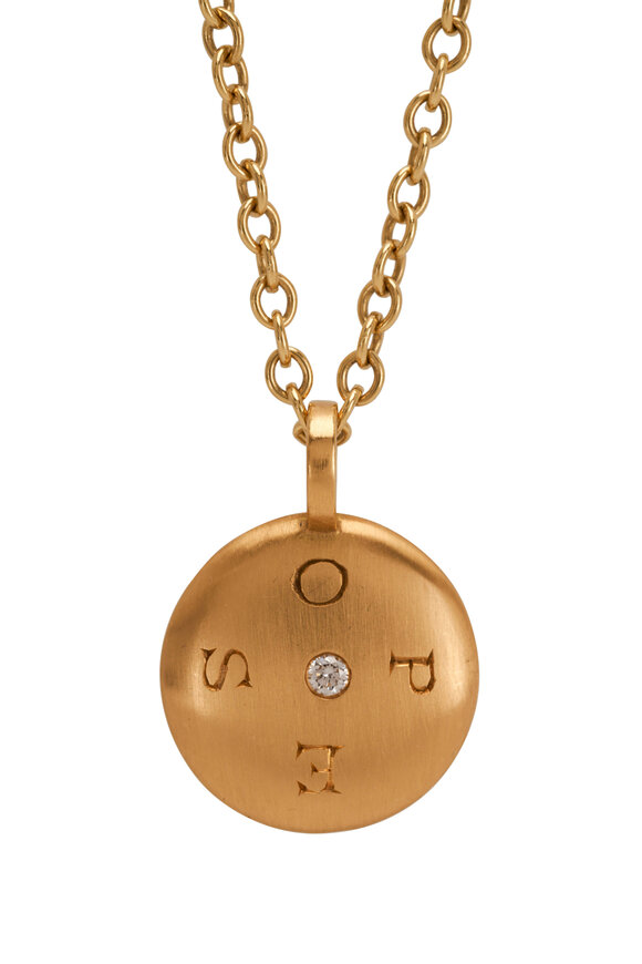 Caroline Ellen - 20K Yellow Gold Reversible Engraved Pendant 