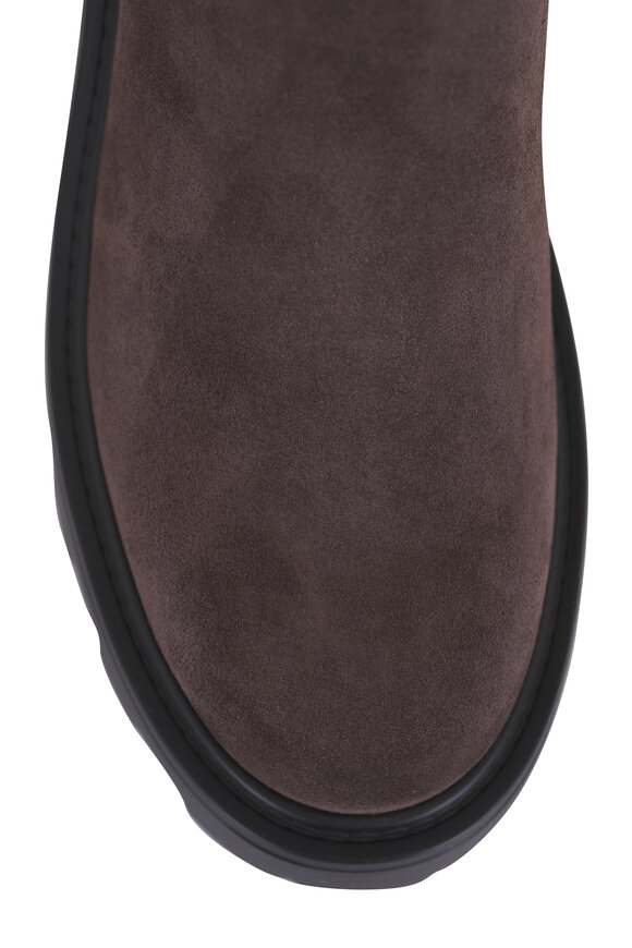 Valentino Garavani Brown Rockstud Beatle Suede Chelsea Boot - view 6