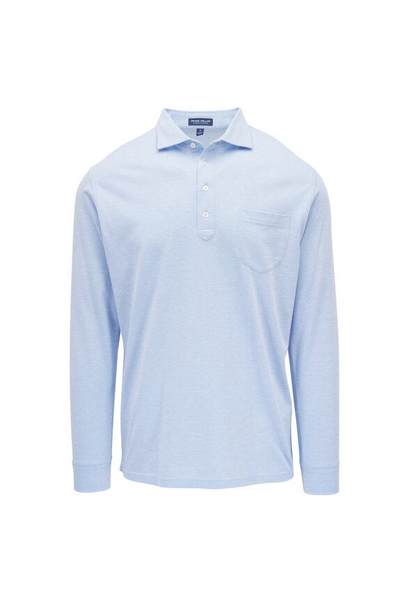 Peter Millar Crown Blue Frost Long Sleeve Polo