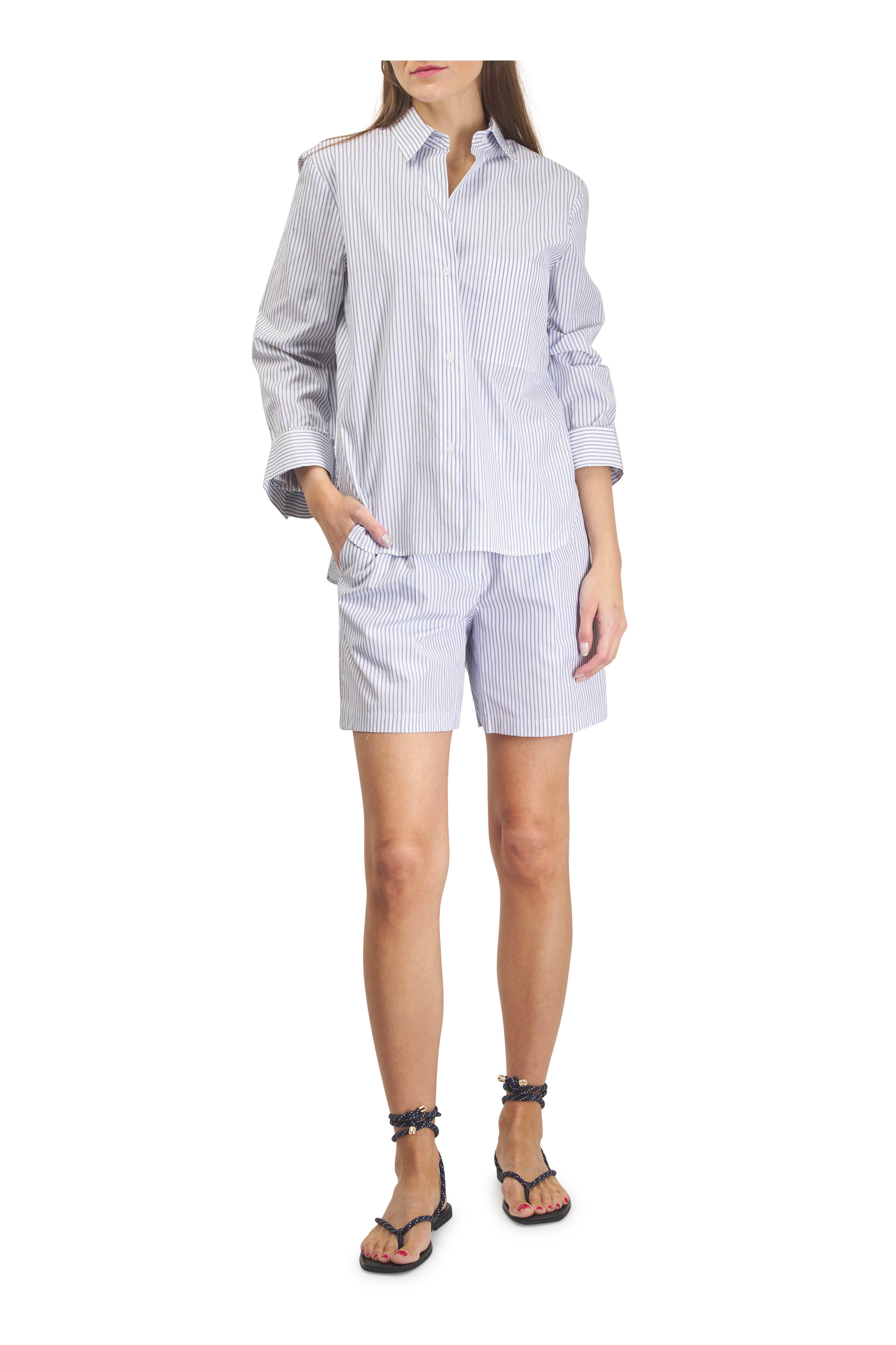 TWP - Next Morning White & Blue Stripe Shirt