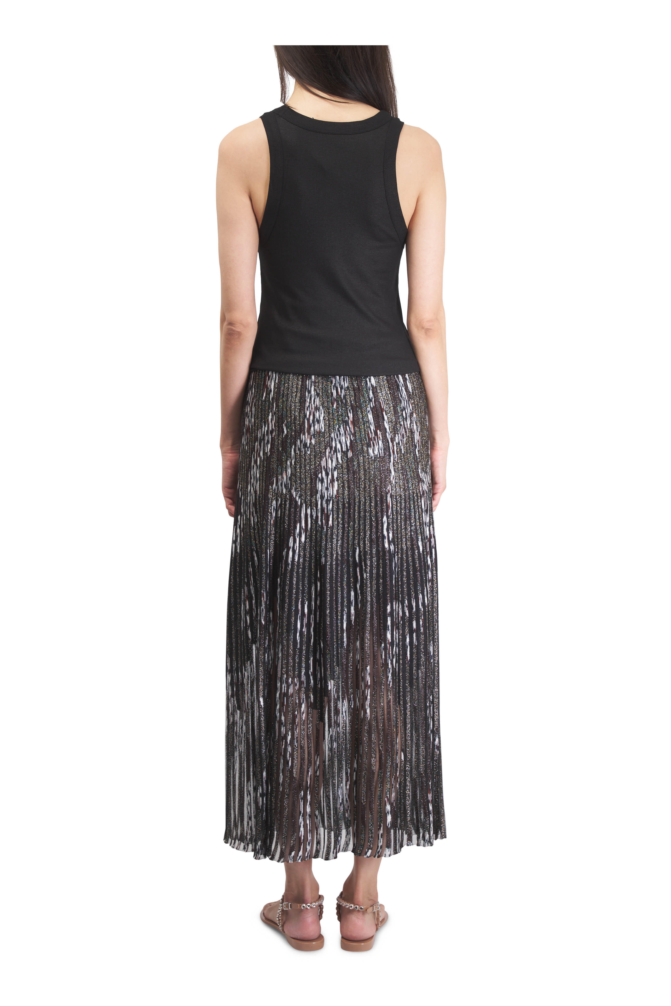 Majestic - Black Metallic Soft Touch Ribbed Crewneck Tank