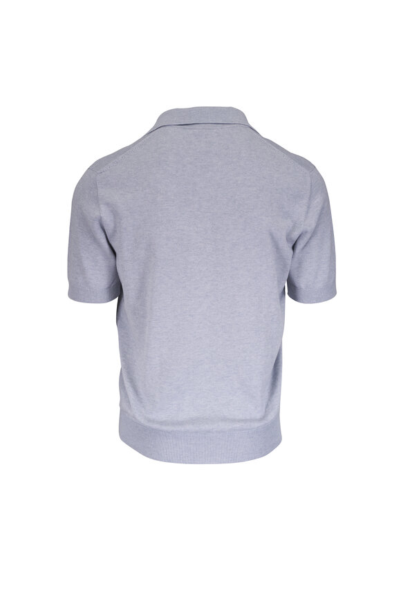 Atelier Munro Light Gray Cotton & Cashmere Polo - view 4