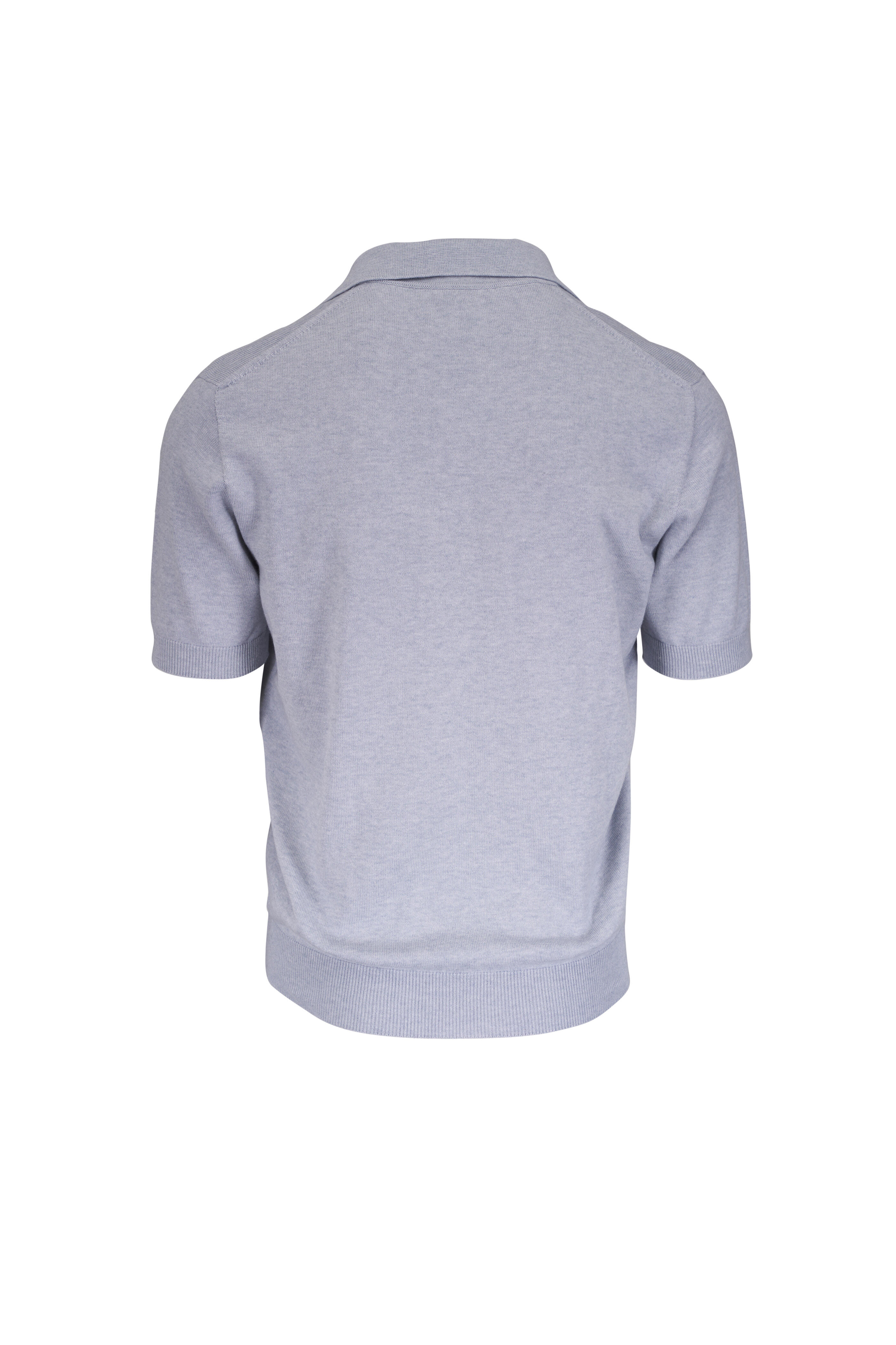 Atelier Munro - Light Gray Cotton & Cashmere Polo
