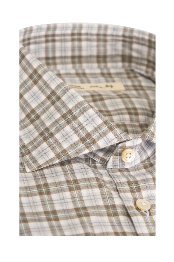 Maurizio Baldassari Santini Brown Plaid Cotton Sport Shirt - view 2