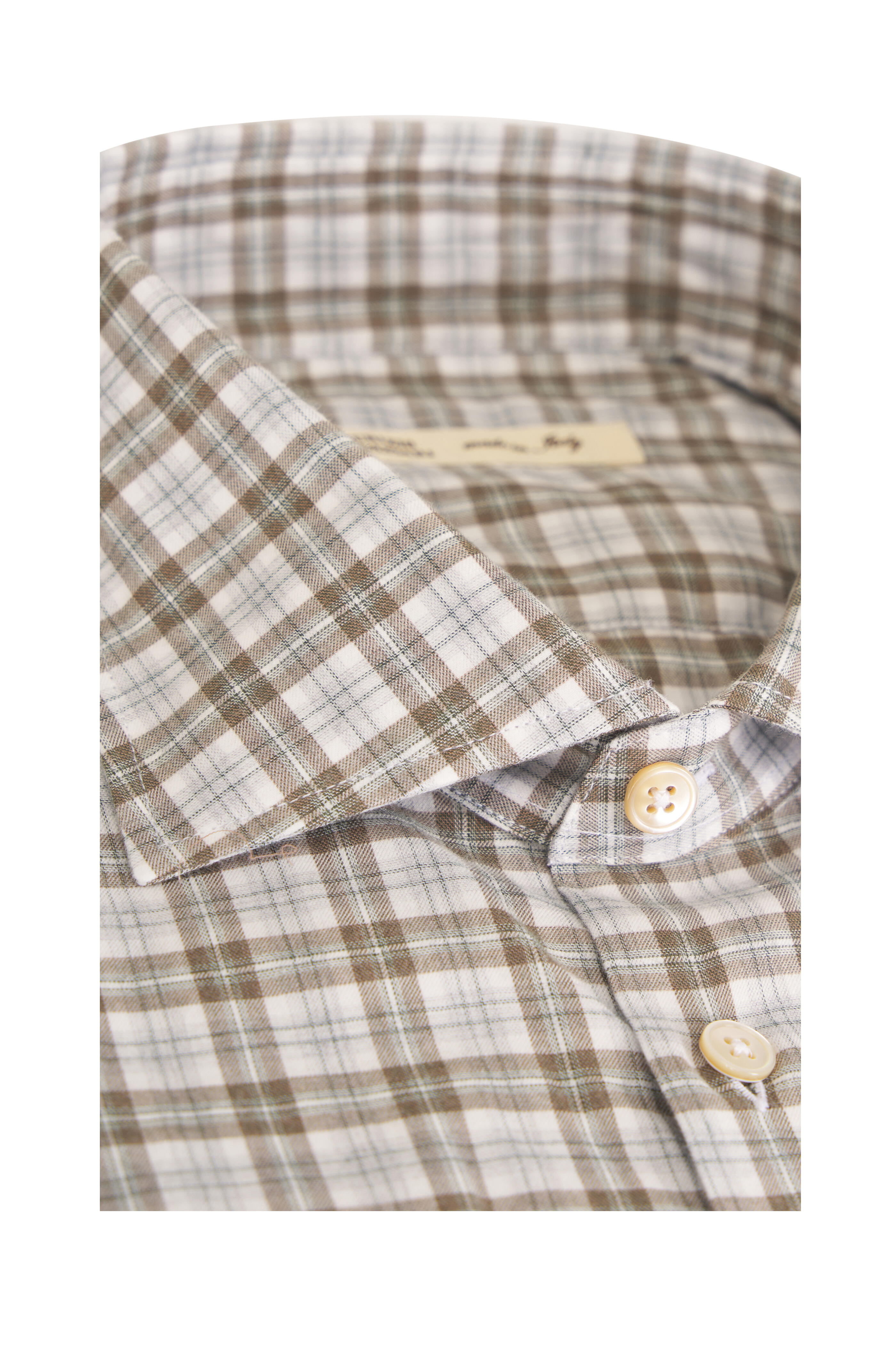 Maurizio Baldassari - Santini Brown Plaid Cotton Sport Shirt - view 2
