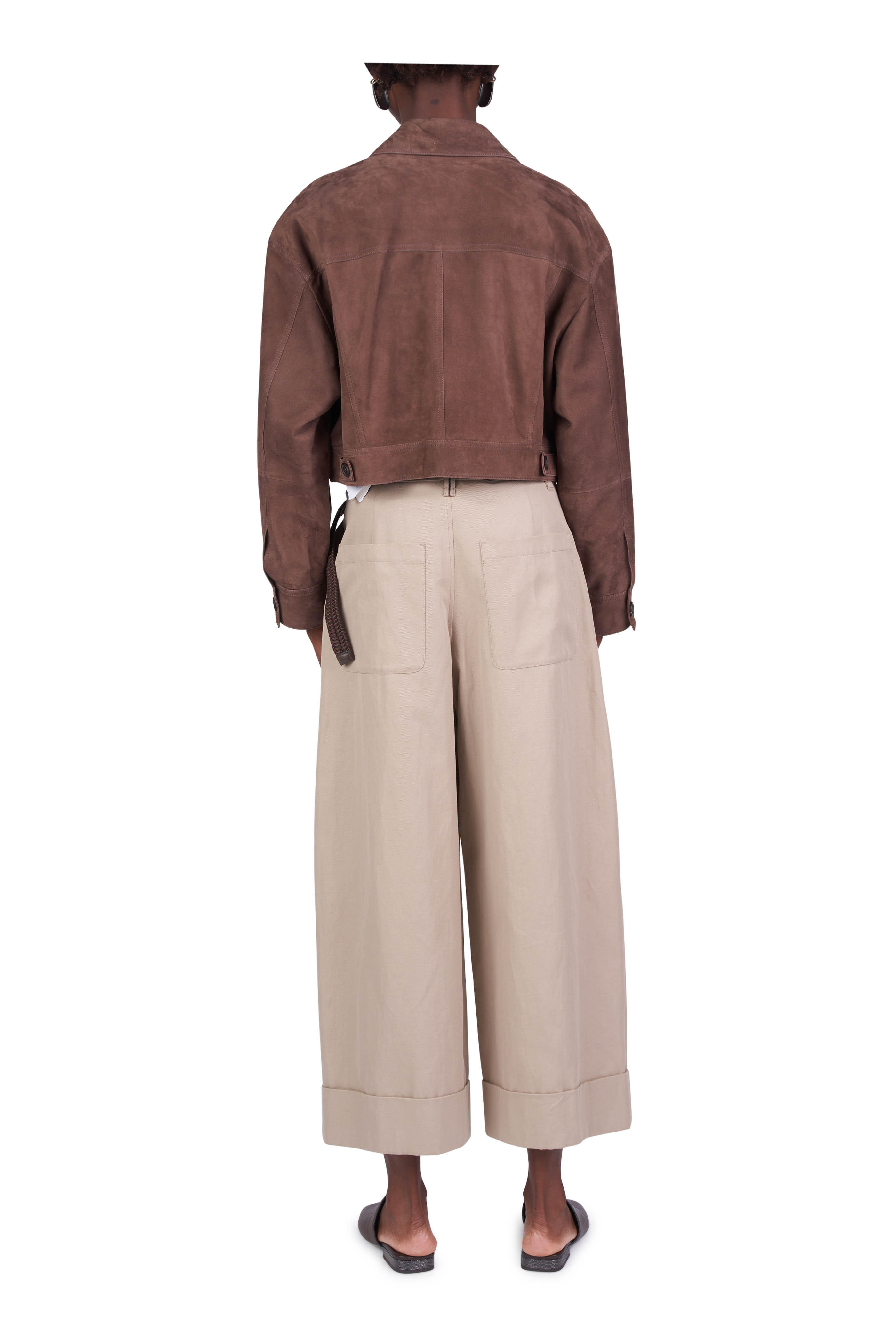 Brunello Cucinelli - Khaki Sant Pleated Cuff Wide Leg Pant