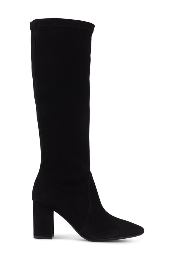 Aquatalia - Phillina Black Stretch Suede Tall Boot, 75mm