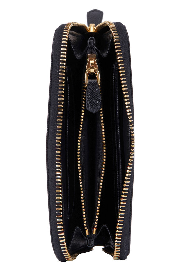 Prada - Saffiano Black Leather Zip-Around Wallet