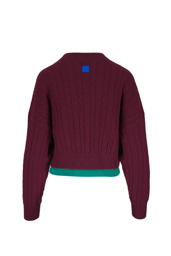 Loewe Green & Red Multicolor Cable Knit Layered Sweater - view 4