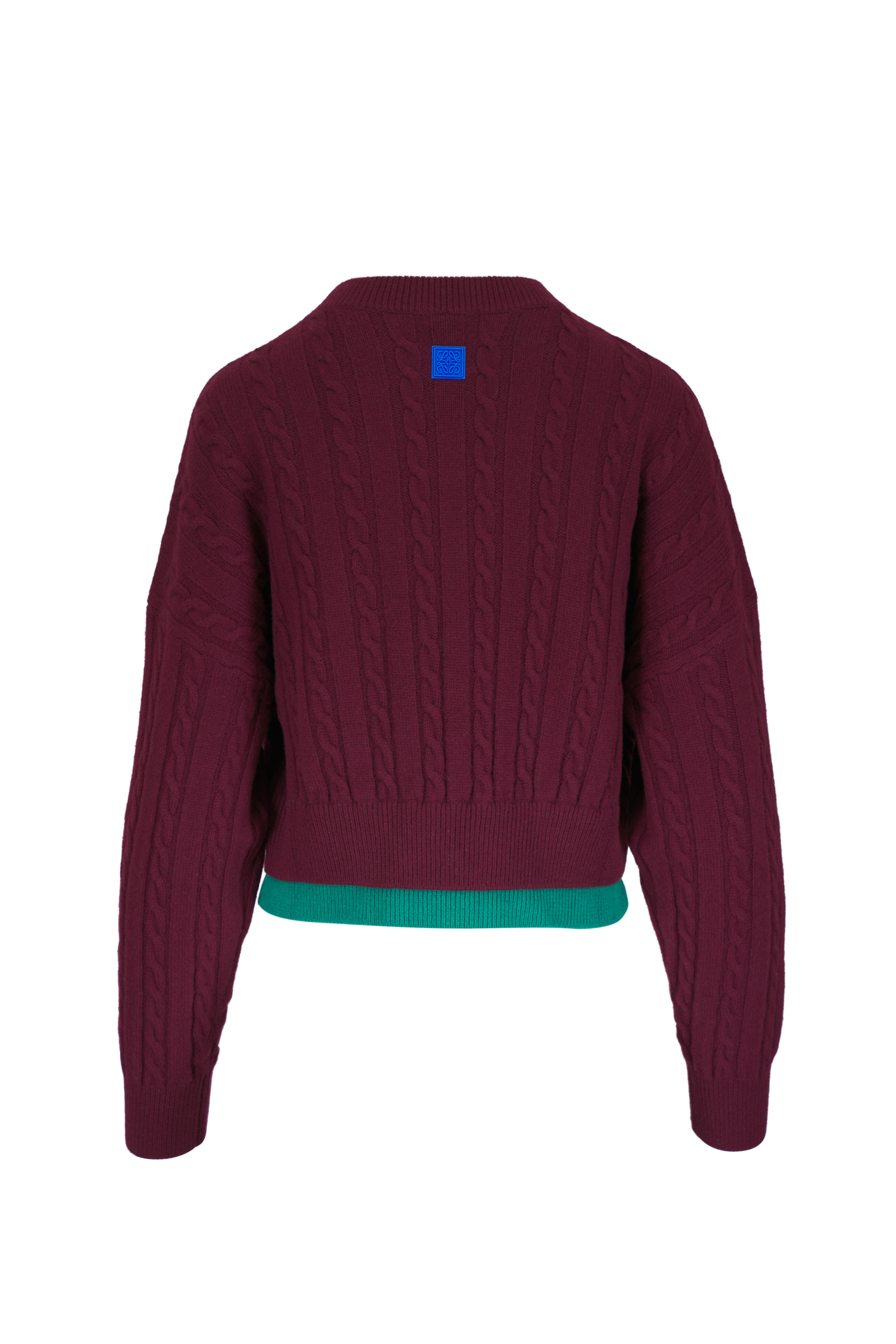 Loewe - Green & Red Multicolor Cable Knit Layered Sweater