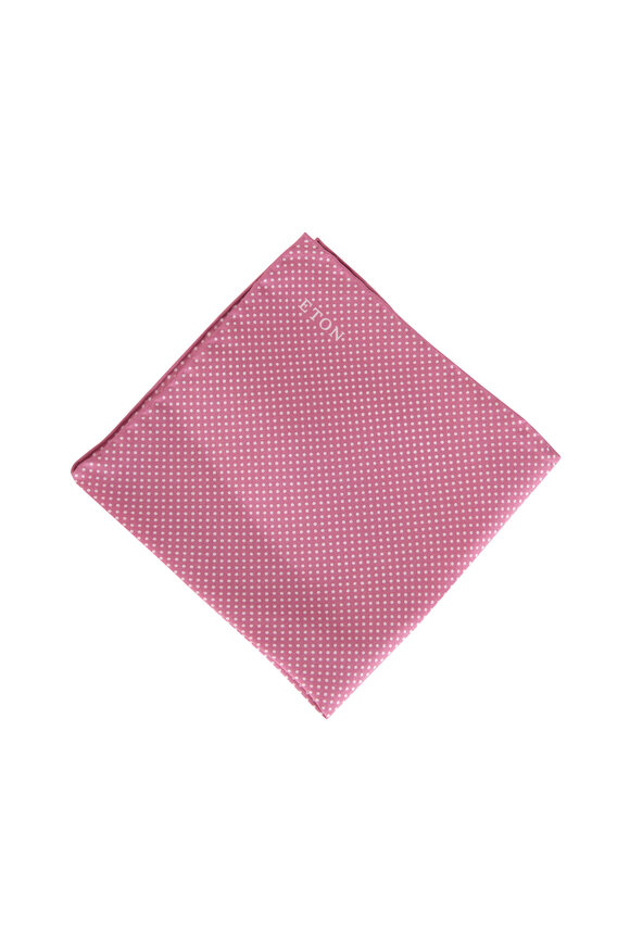 Eton Pink Dot Print Silk Pocket Square