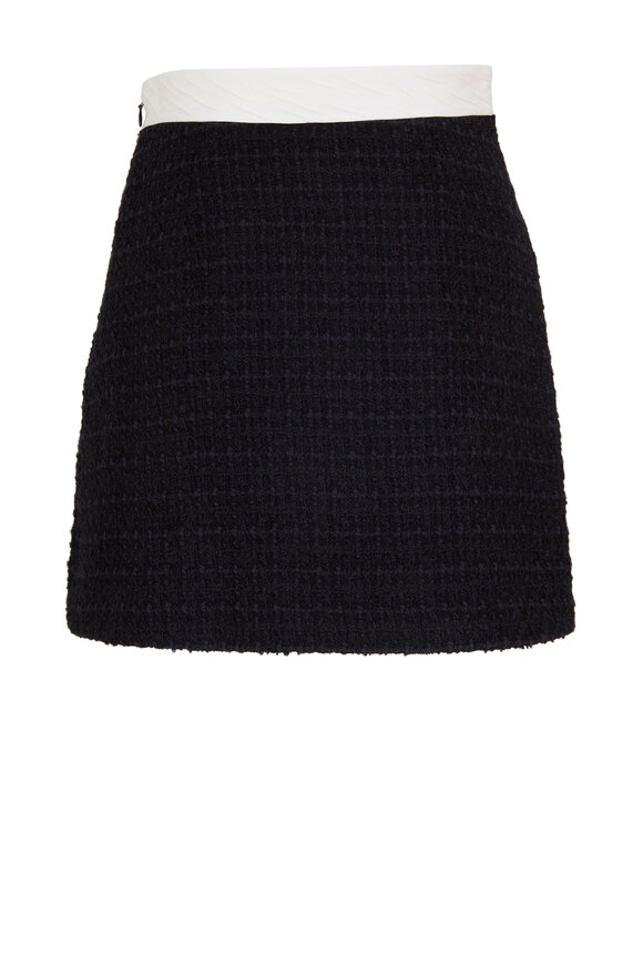 Valentino - Black & Ivory Embroidered Tweed Miniskirt