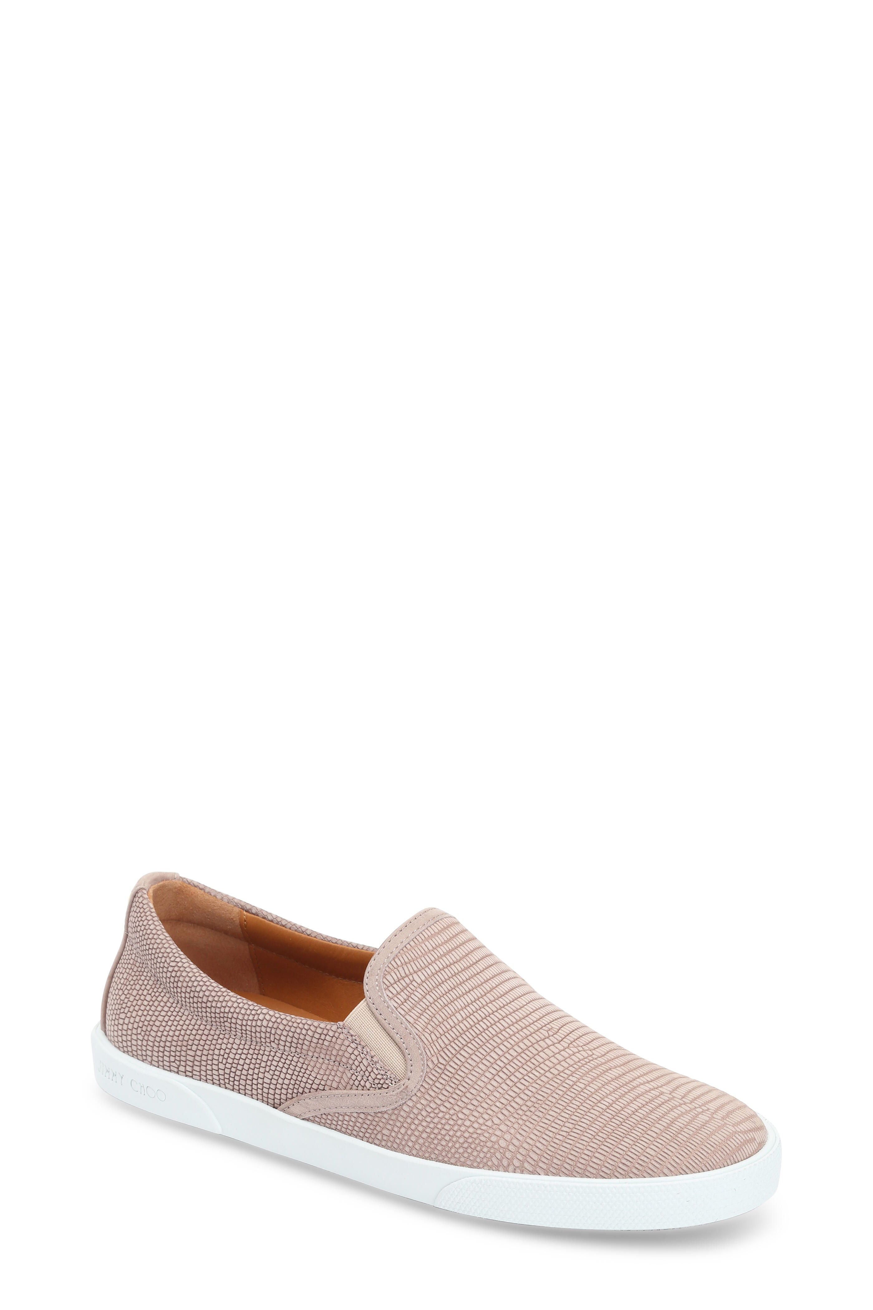 Jimmy Choo - Nude Snake Embossed Leather Slip-On Sneaker display picture 2