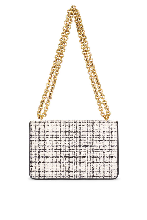 Valentino Garavani Vain White & Black Tweed Shoulder Bag - view 3