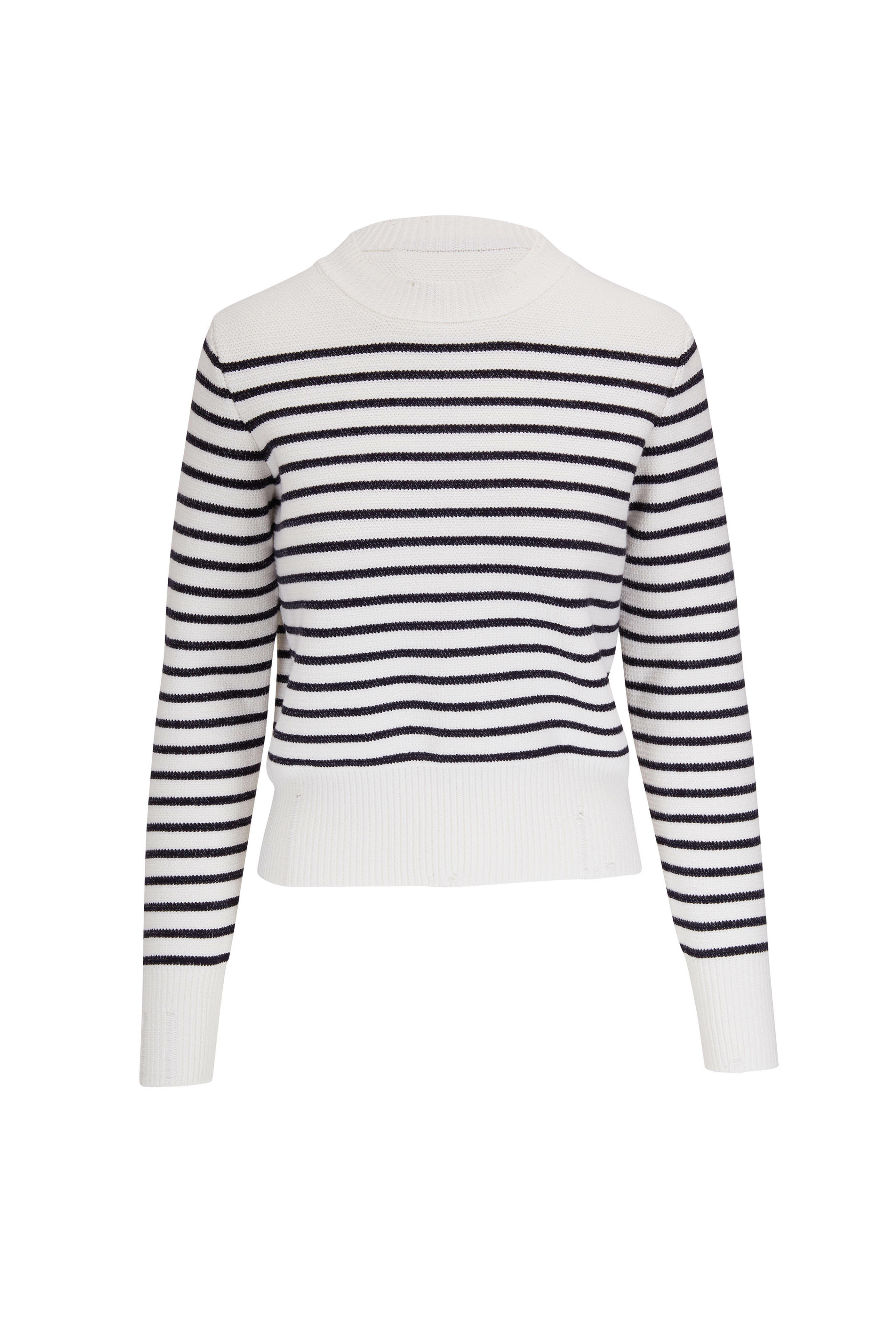 Golden Goose - Journey White & Navy Stripe Knit Cotton Sweater