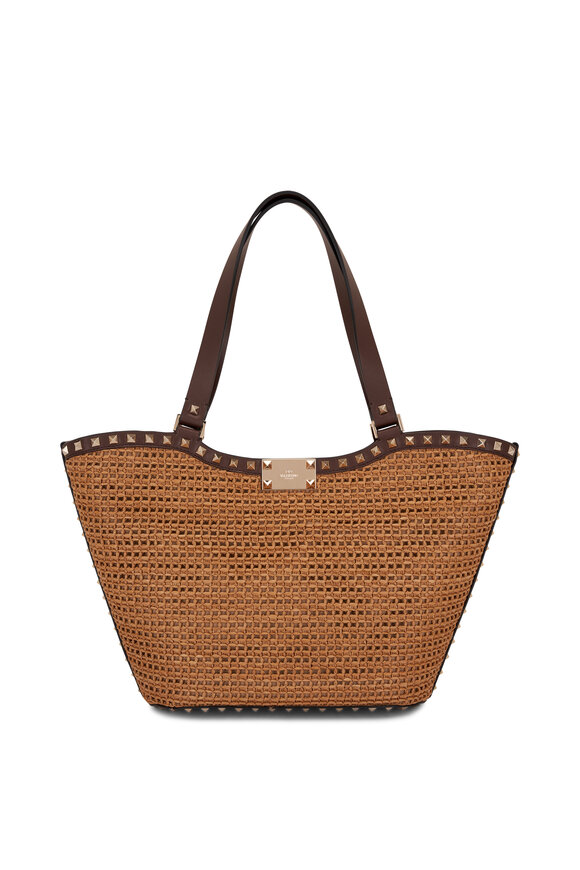 Valentino Garavani - Rockstud Woven Raffia Shopping Tote 