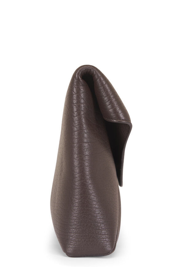 Saint Laurent Large Cassandre Chocolate Leather Envelope Pouch - view 3