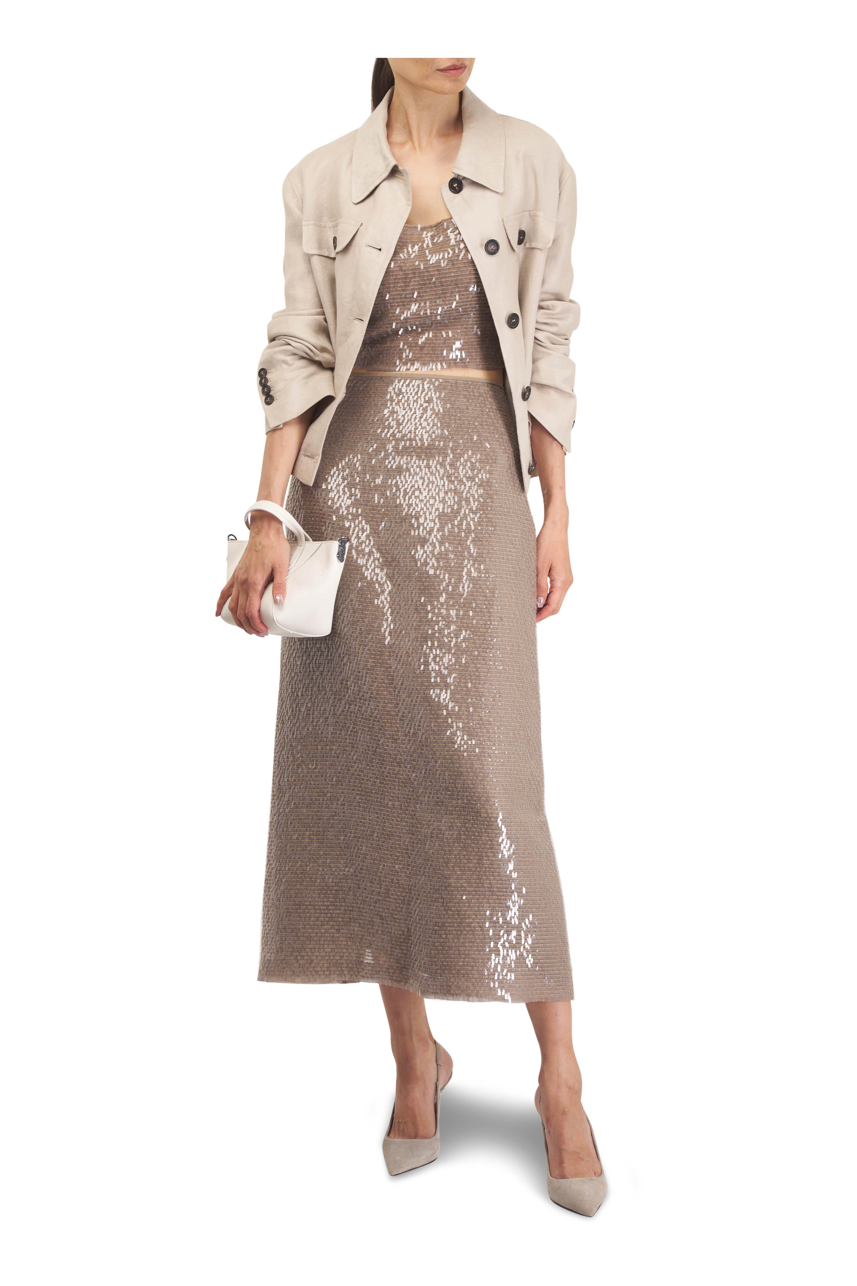 Brunello Cucinelli - Rope Dazzling Cascade Embroidered Crop Top