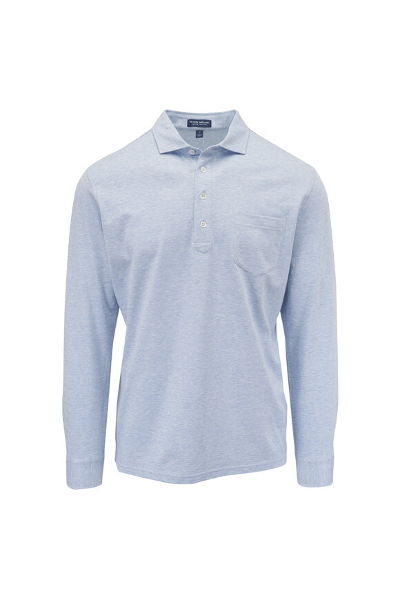 Peter Millar Landon Blue Long Sleeve Polo