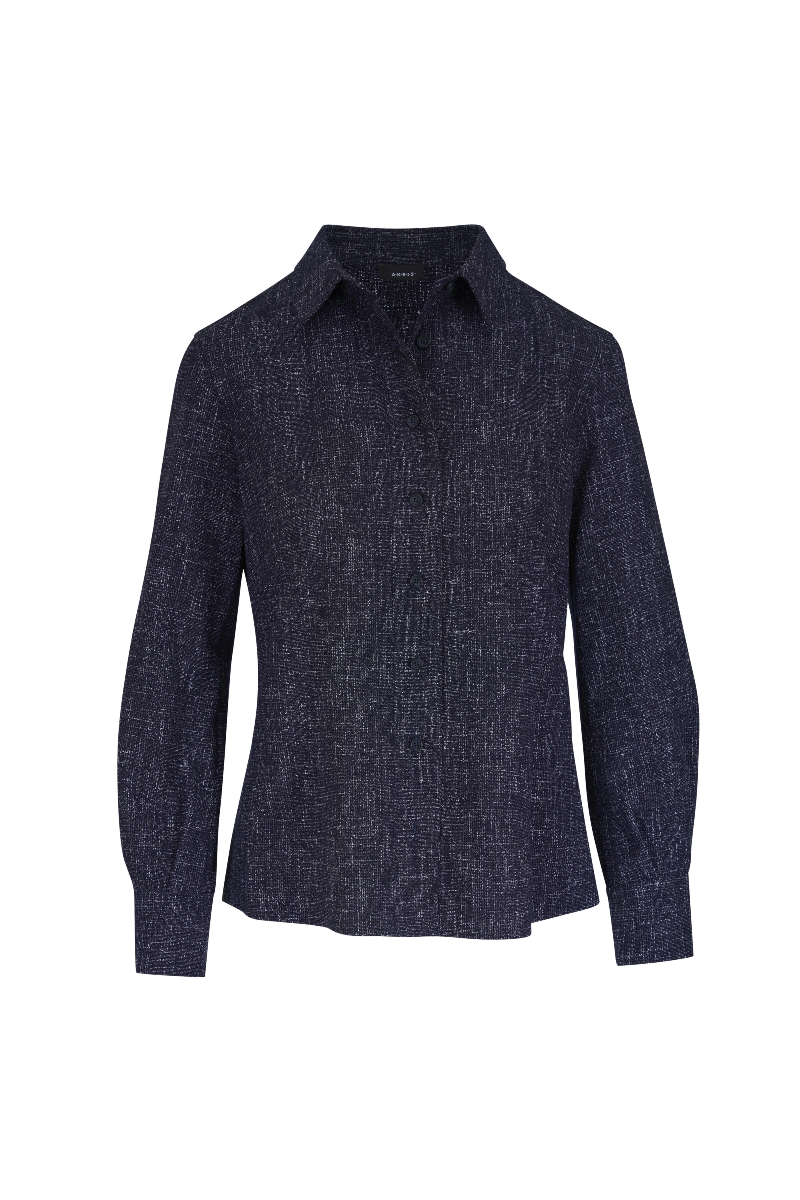 Akris - Blue Textured Button Up Blouse - view 1