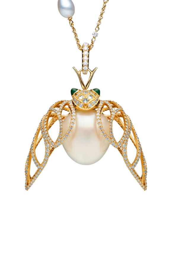 Paspaley 18k Yellow Gold Pearl Moon Pendant