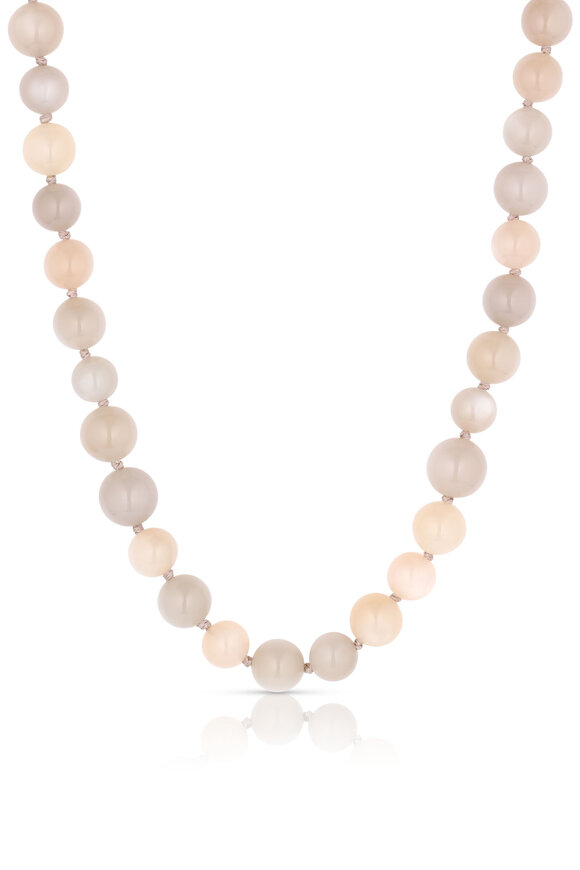Leigh Maxwell 18k Gold Grey & Peach Moonstone Beaded Necklace - view 1