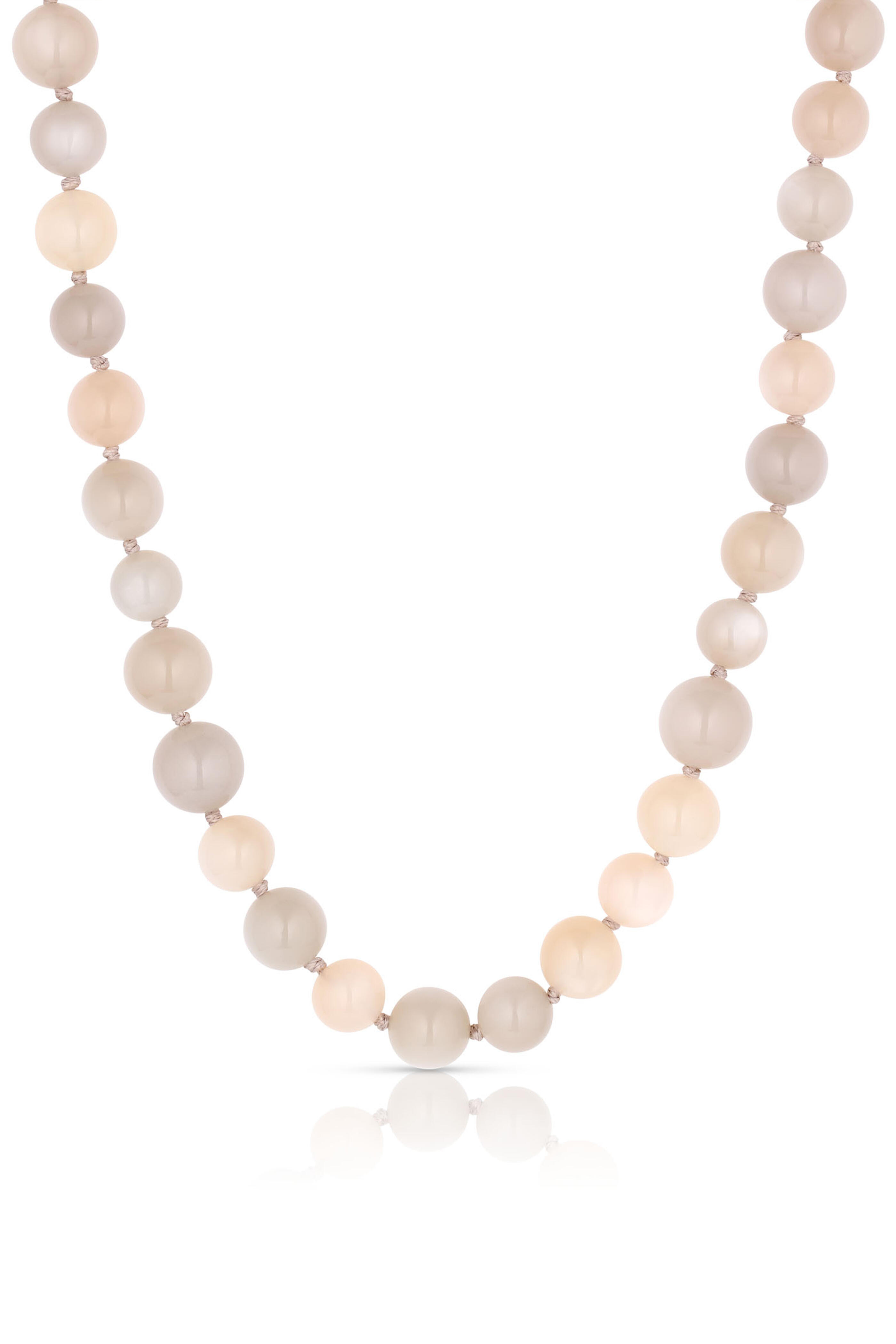 Leigh Maxwell - 18k Gold Grey & Peach Moonstone Beaded Necklace - view 1