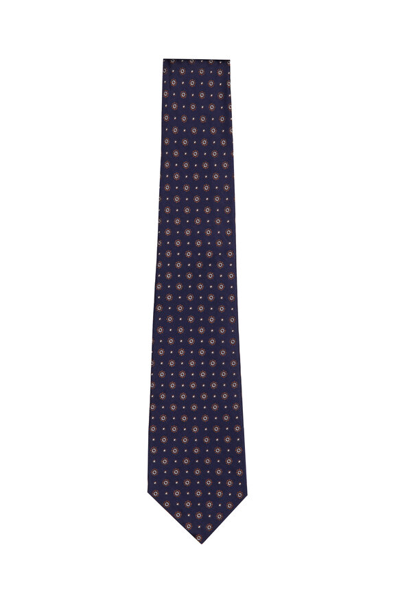 Kiton Navy Blue Micro Floral Necktie - view 1