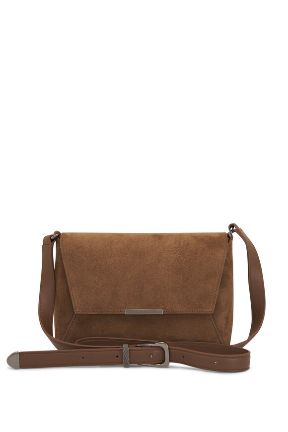 Brunello Cucinelli - Brown Envelope Suede Crossbody Bag 