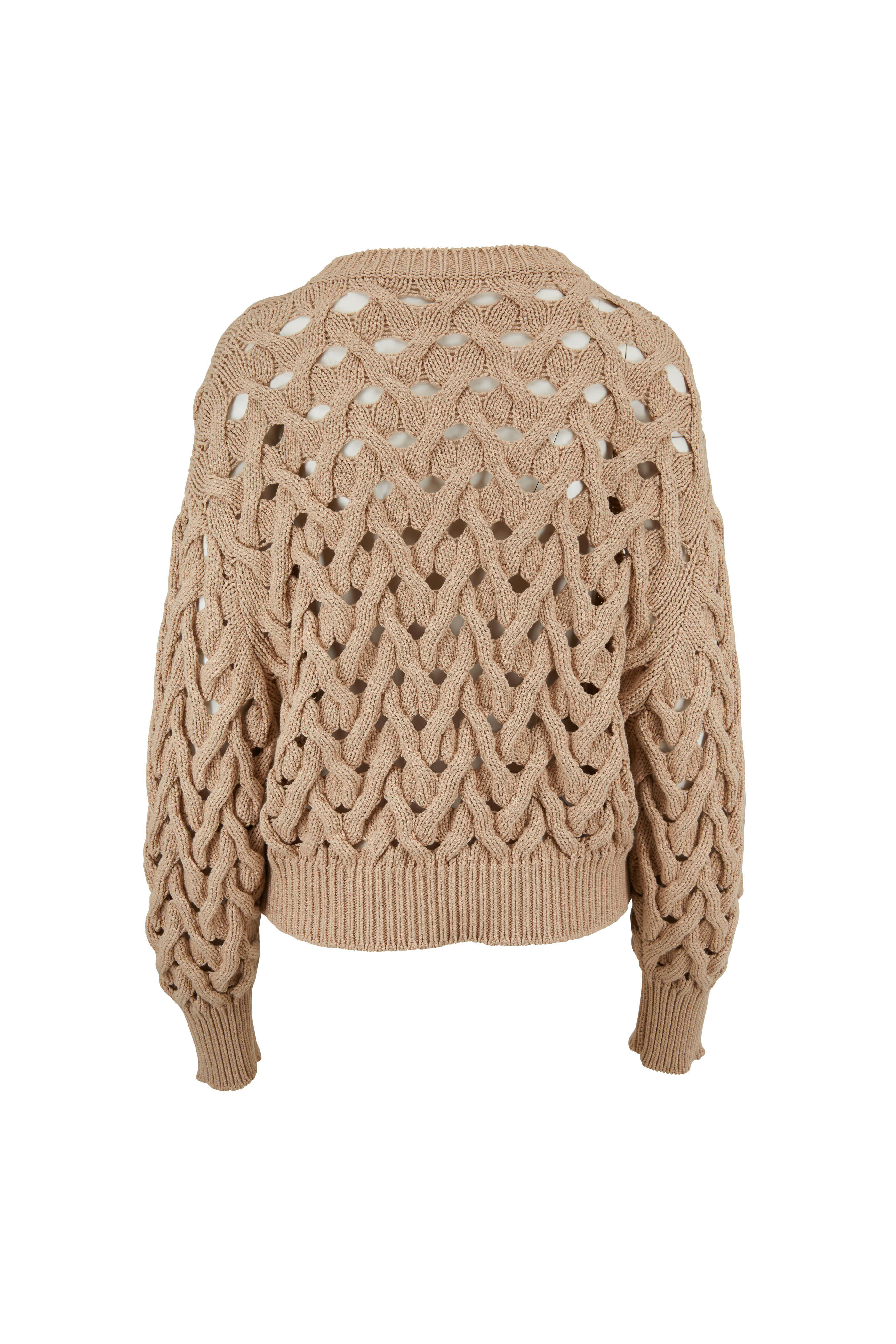 Brunello Cucinelli - Almond Cotton & Nylon Basketweave Sweater
