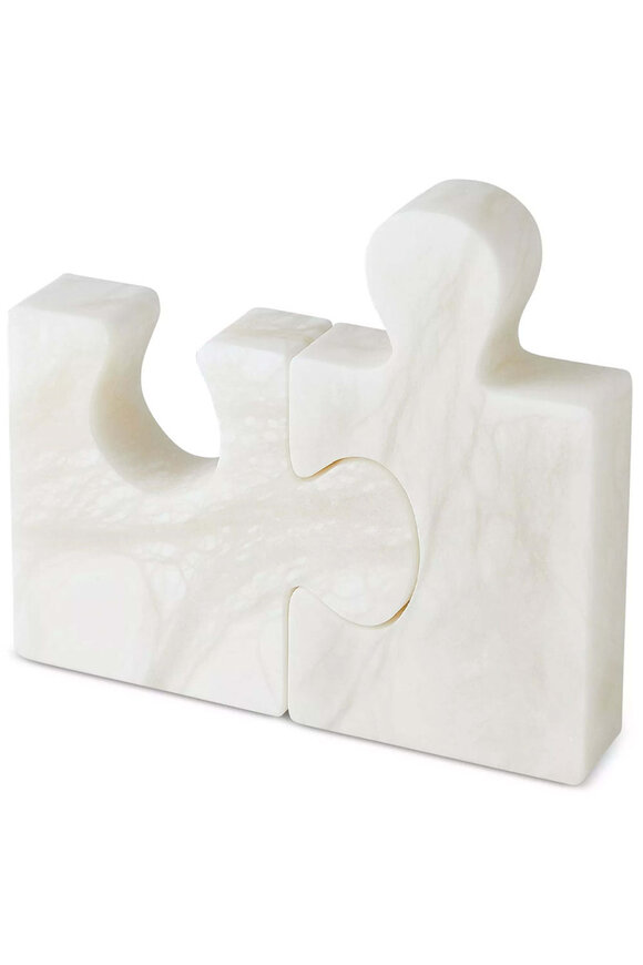 Global Views Alabaster Jigsaw Bookends in White - view 2