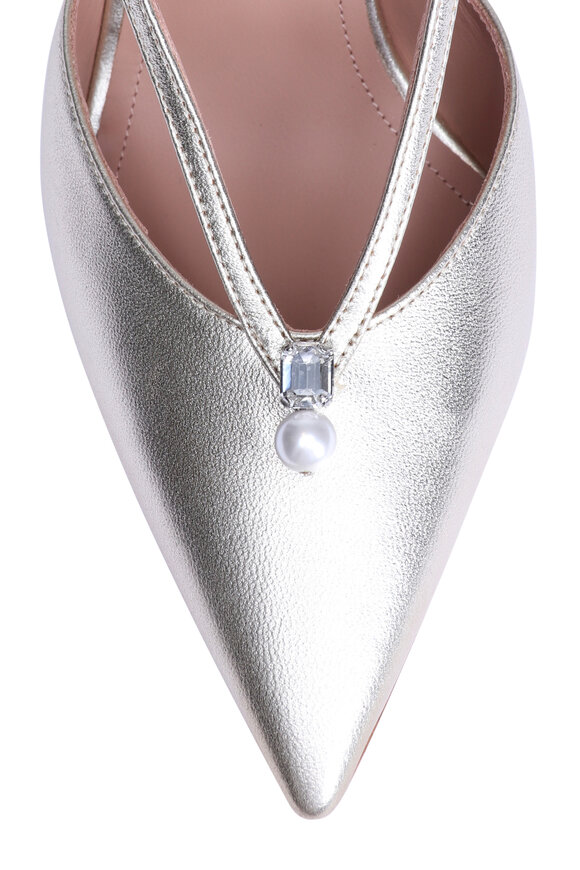 Malone Souliers Moore Metallic Platino Leather Slingback Pump - view 5