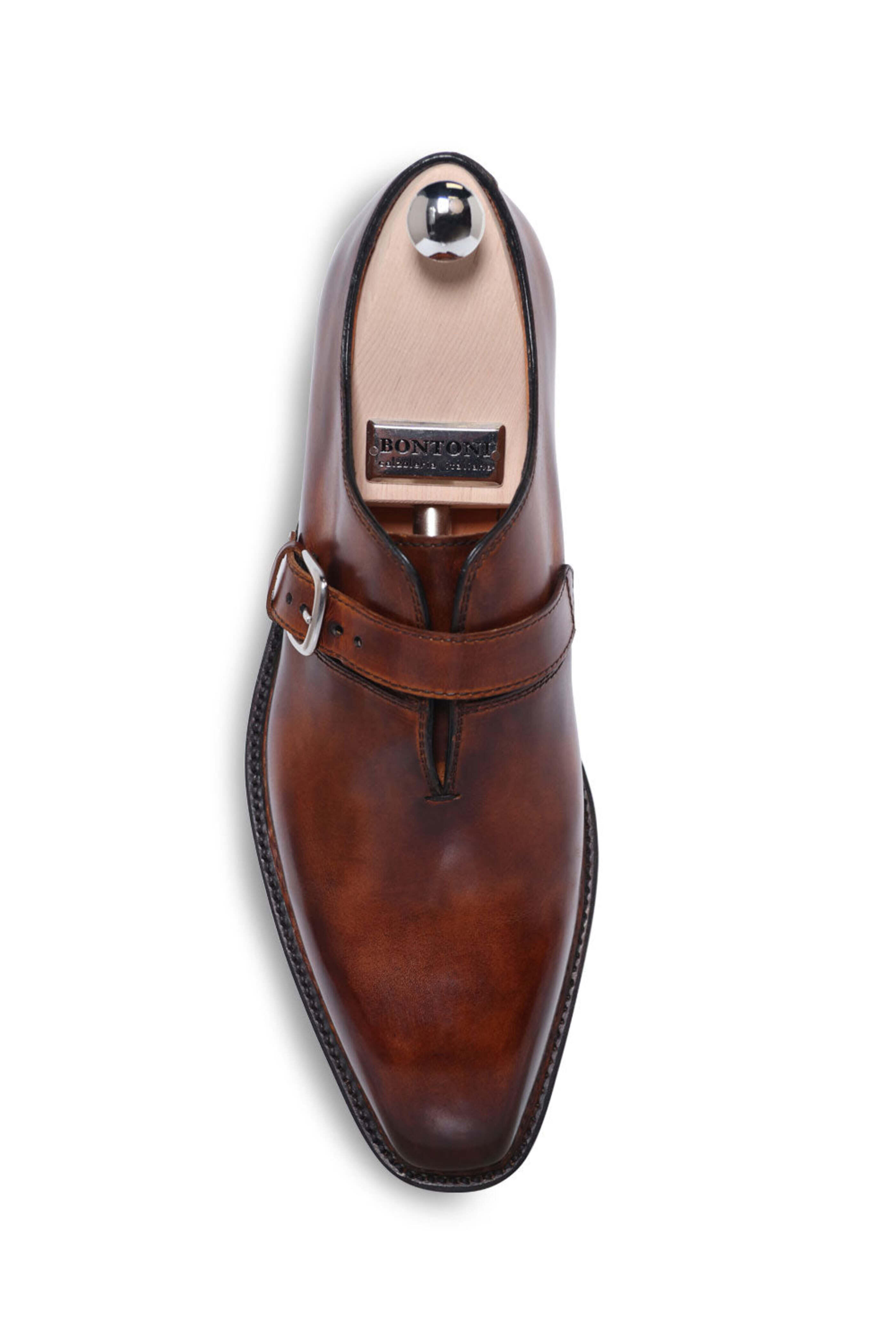 Bontoni - Giallo Scuro Leather Monk Strap Shoe