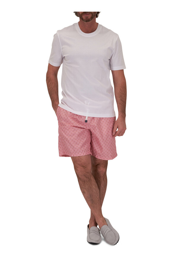 Fedeli - Pink Floral Print Swim Trunks 