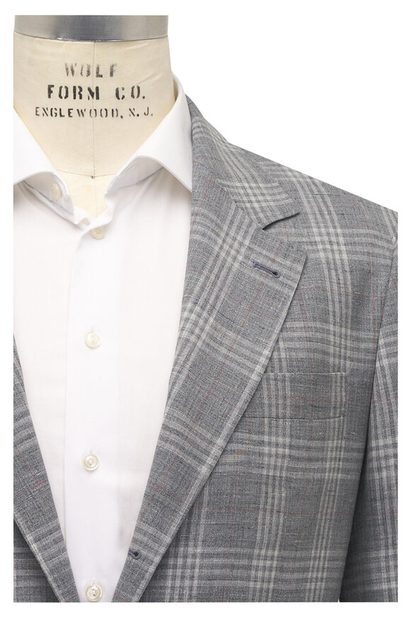 Brunello Cucinelli Gray Plaid Sportcoat