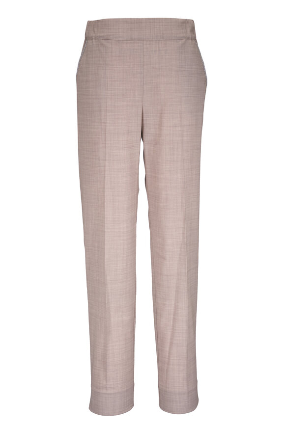 D.Exterior Beige Embellished Pull On Pant