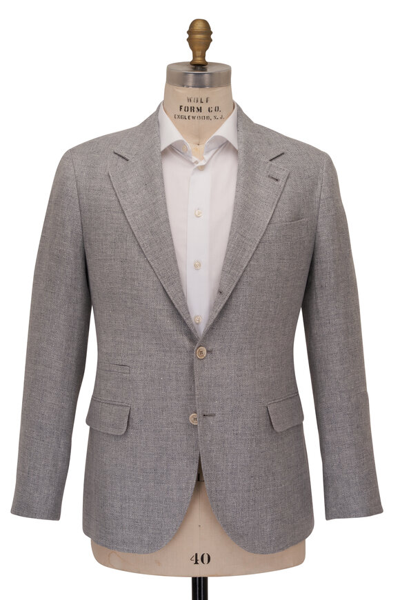 Brunello Cucinelli - Gray Melange Linen, Wool & Silk Sportcoat 