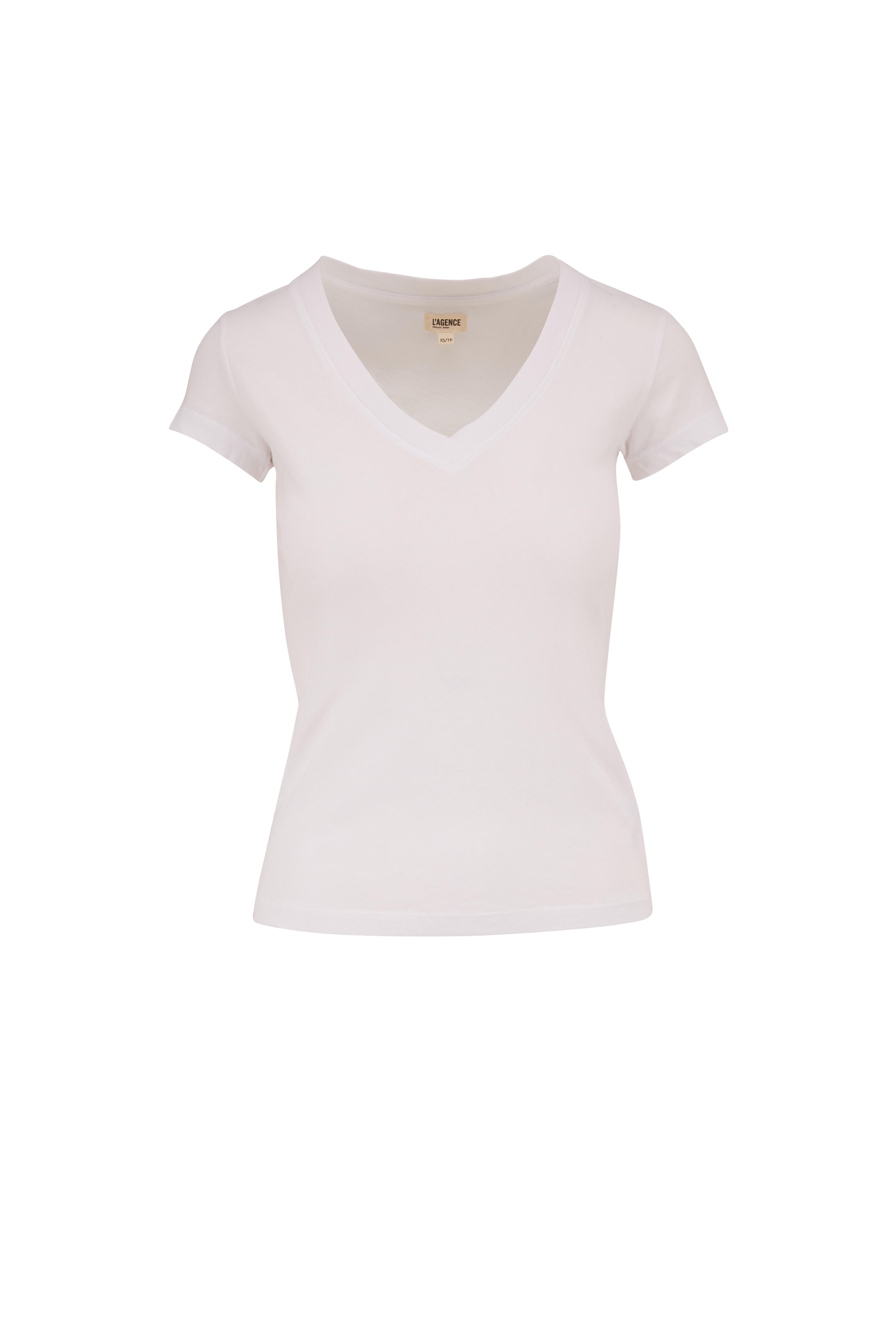L\'Agence - Becca White V-Neck T-Shirt | Mitchell Stores