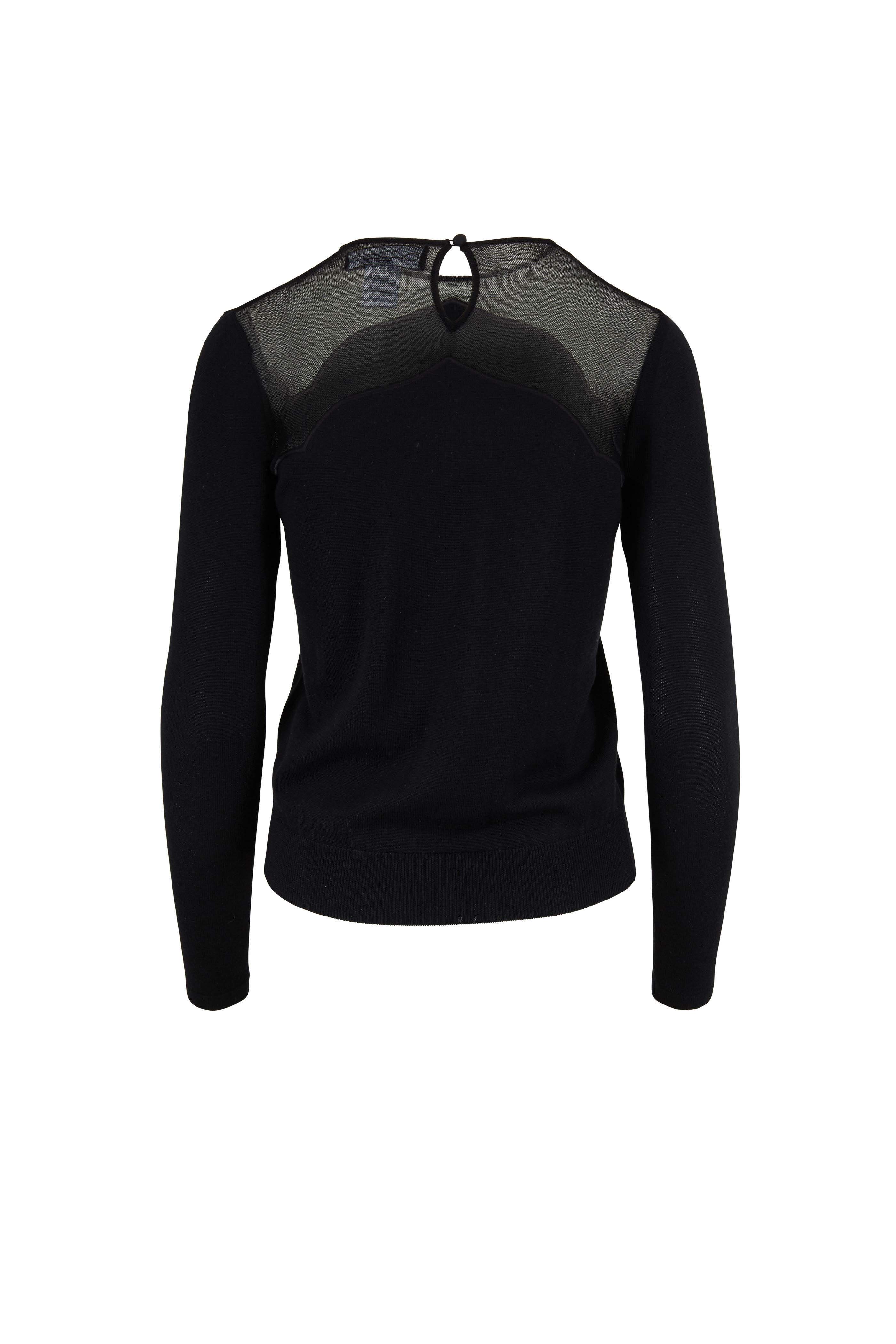 Oscar de la Renta - Black Wool & Silk Illusion Sweater