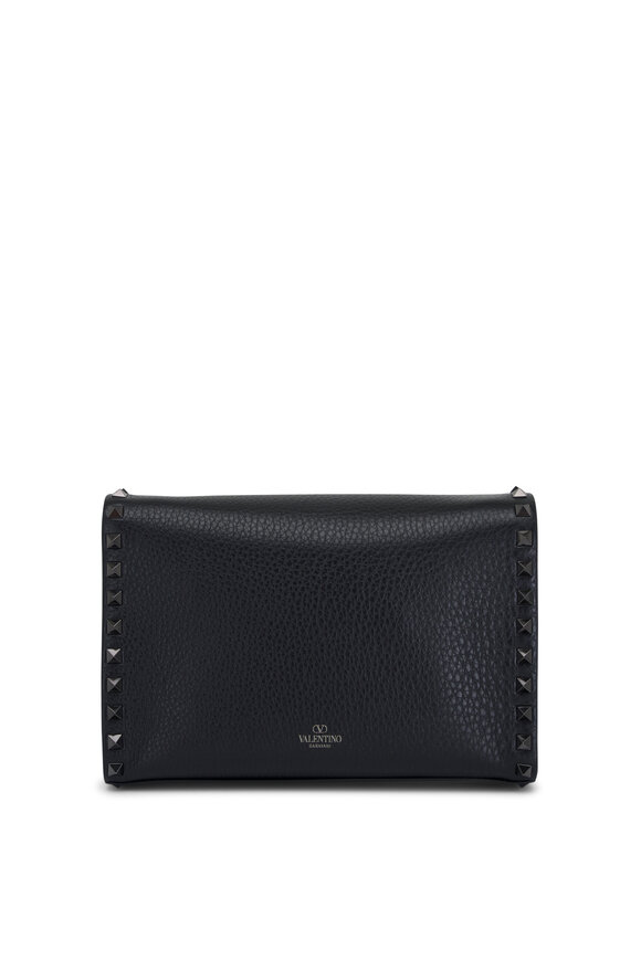 Valentino Garavani - Small Black Leather Rockstud Shoulder Bag