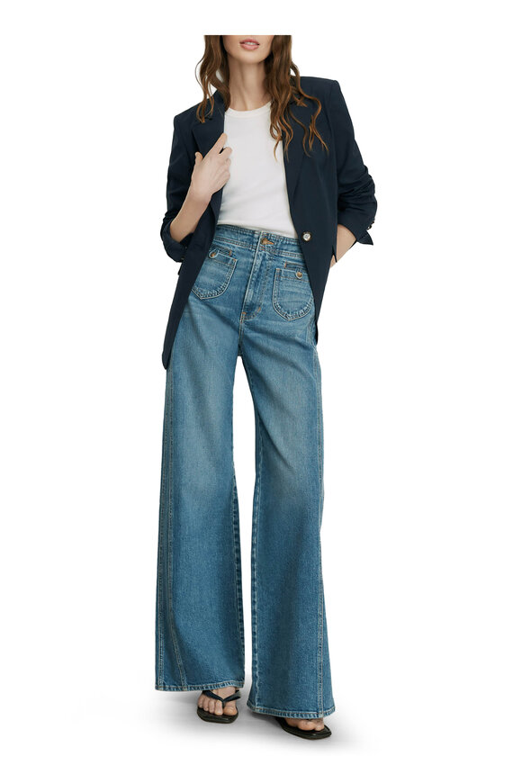 Veronica Beard Howard Navy Belted Jacket - view 2