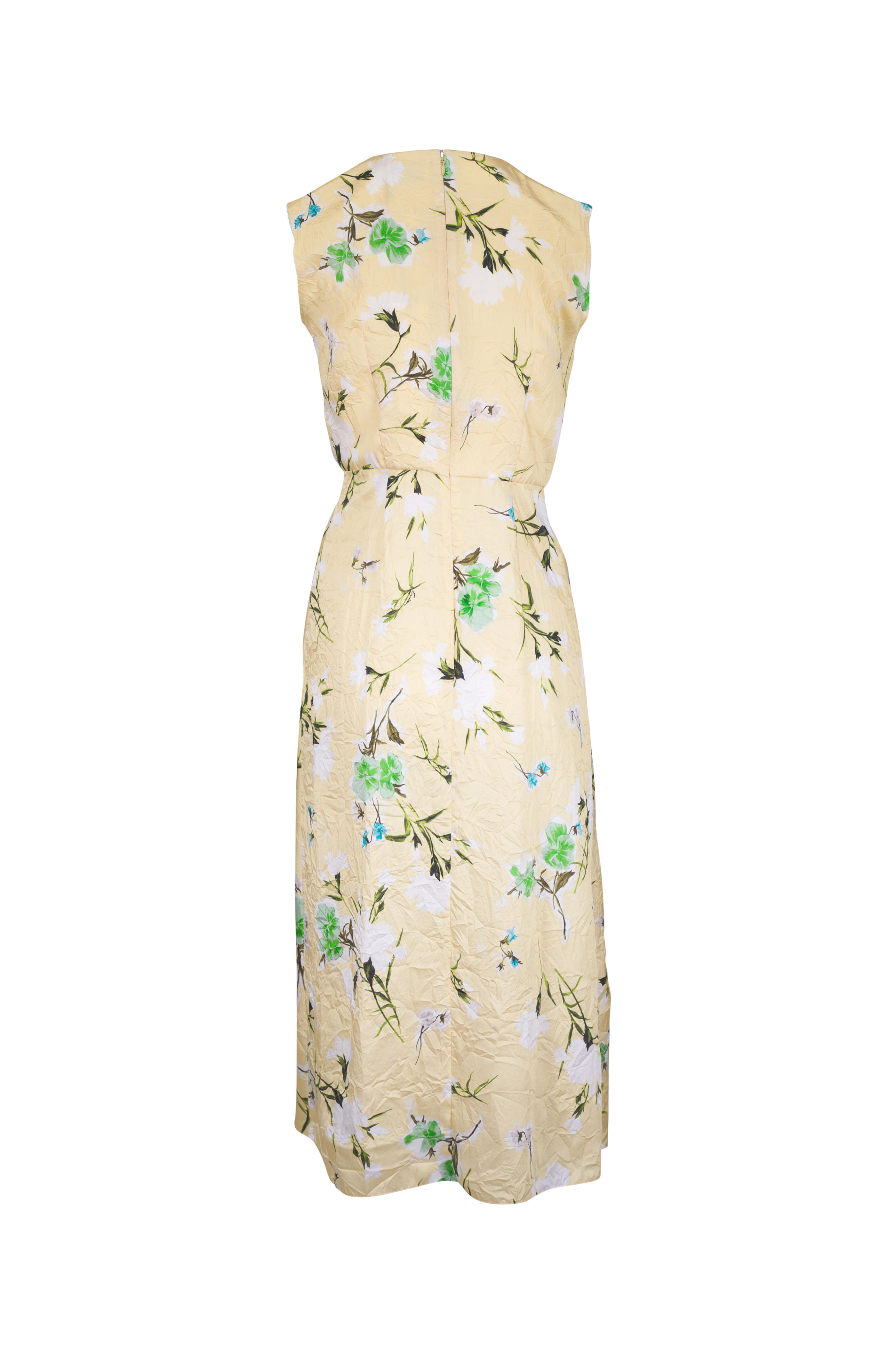 Erdem - Lemon Crushed Satin Twill Pencil Dress