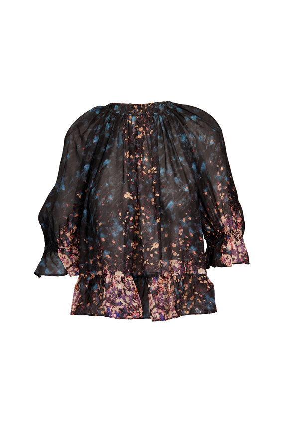 Ulla Johnson Elise Eclipse Silk Sheer Blouse - view 1