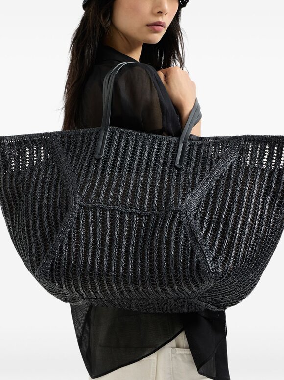 Brunello Cucinelli Medium Duo Black Raffia Tote - view 9